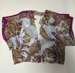 Chico's Sheer Paisley Kimono Cardigan Open Front Floral